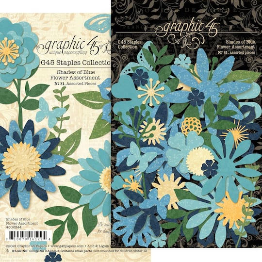 Graphic 45&#xAE; Staples Shades of Blue Flower Assortment